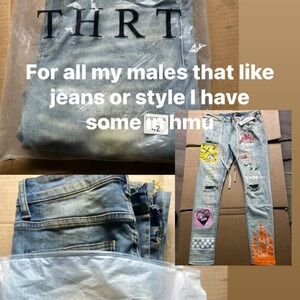 THRT Men's Artistic Skinny Jeans - Blue